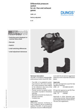 Differential pressure switch for air, flue and exhaust gases
