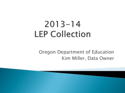 2013-14 LEP Collection - Oregon Department of Education