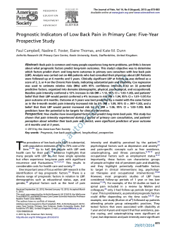 Prognostic Indicators of Low Back Pain in Primary Care: Five-Year