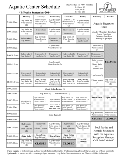 Aquatic Center Schedule - Thorbeckes Fitlife Centers