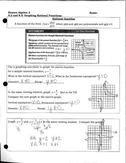 Honors Algebra 2 8.2 and 8.3: Graphing Rational Functions