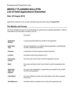 Planning applications received 17 August 2014