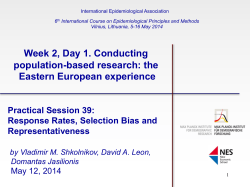 Week 2, Day 1. Conducting population-based research