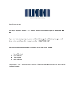 Out of Hours Contact Should you require to contact LCT out of hours