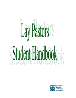 Student Handbook - Lay Pastors Training Program