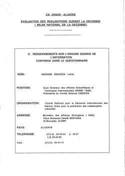 cn /idndr -algerie evaluation des réalisations