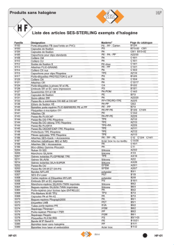 HF Produits sans halog&egrave;ne Liste des articles SES