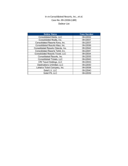 In re Consolidated Resorts, Inc., et al. Case No. 09