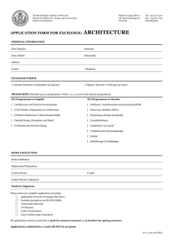 APPLICATION FORM FOR EXCHANGE: ARCHITECTURE