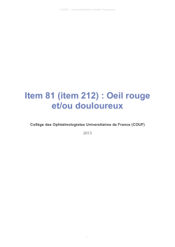 Item 81 (item 212) : Oeil rouge et/ou douloureux