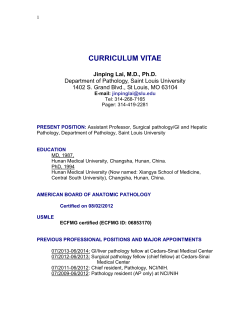 Jinping Lai, M.D., Ph.D.:CV - Department of Pathology