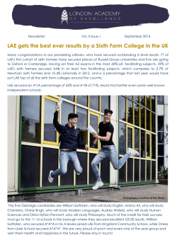 LAE gets the best ever results by a Sixth Form College in the UK