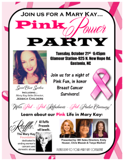 Join us for a Mary Kay&hellip; Wear Pink &ndash; Pink Refreshments &ndash; Pink