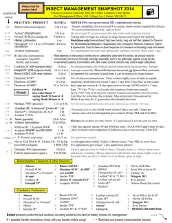 INSECT MANAGEMENT SNAPSHOT 2014
