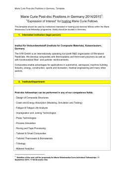 Marie Curie Post-doc Positions in Germany 2014/20151:
