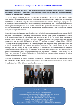 La Chambre Monégasque des N.T. reçoit DASSAULT SYSTEMES