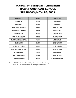MASAC JV Tournament NOv. 13 2014 Schedule