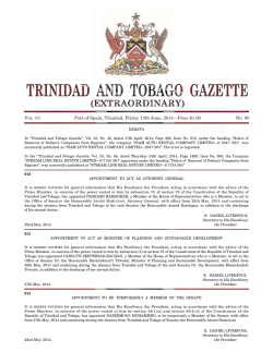 Gazette No. 80 of 2014 - Trinidad and Tobago Government News