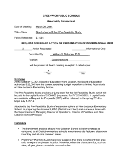Discussion of New Lebanon Pre-Feasibility Study
