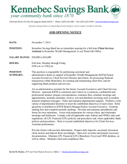 JOB OPENING NOTICE - Kennebec Savings Bank