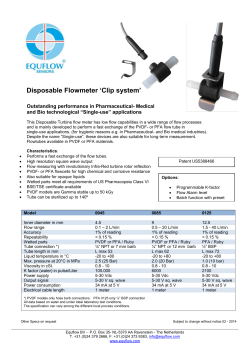 Disposable PVDF flow meter - Equflow innovative flowmeters