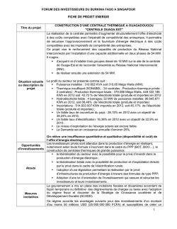 FICHE DE PROJET ENERGIE - Embassy of Burkina Faso