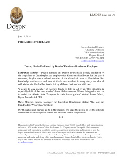 June 12, 2014 FOR IMMEDIATE RELEASE Doyon, Limited Contact