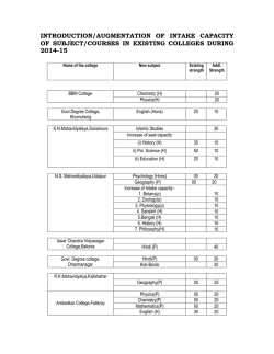 introduction/augmentation of intake capacity of subject/courses in