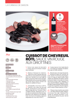 cuissot de chevreuil rôti, sauce vin rouge aux griottines