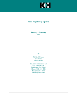 Food Regulatory Update January - February 2014