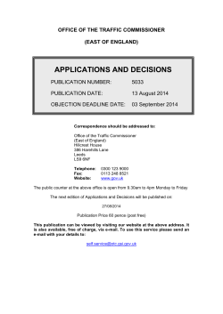 Applications and decisions 13 August 2014