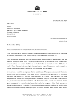 Letter from the ECB President to Mr Kostas Chrysogonos, MEP, on