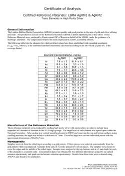 Download: LBMA Silver Reference Material Certificate of Analysis