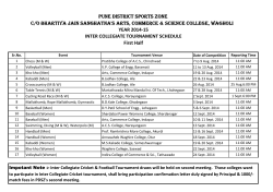 Inter Collegiate Sports Tournament Time Table year 2014-15