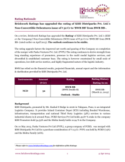 Brickwork Ratings has upgraded the rating of KSH Distriparks Pvt. Ltd.