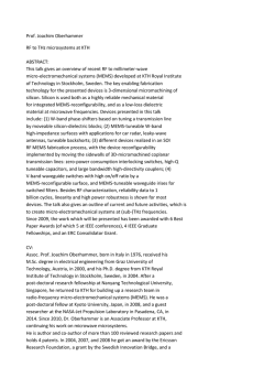 Prof. Joachim Oberhammer RF to THz microsystems at KTH