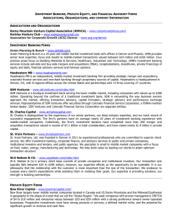 Investment Banking, Private Equity and Financial Advisory