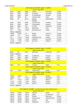 Année 2013-2014 Institut Saint Lô JURY Madame HULMER Salles