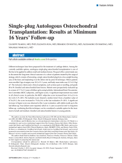 Single-plug Autologous Osteochondral Transplantation