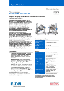 Begerow Product Line Information technique Filtre