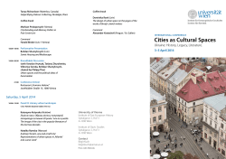 Cities as Cultural Spaces - Dipartimento di Studi storici