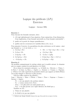 Logique des pr&eacute;dicats (LP1) Exercices