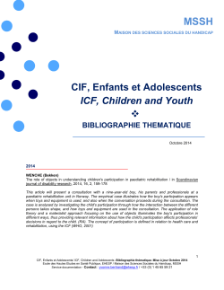 CIF, Enfants et Adolescents ICF, Children and Youth - MSSH