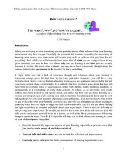 1 A guide to understanding your ROLISPS learning profile J H F