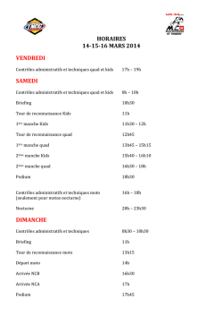 horaires 14-15-16 mars 2014 vendredi samedi dimanche - kin