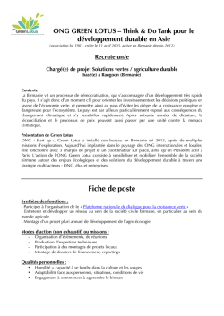 Fiche de poste GL Birmanie - Solutions vertes et agro