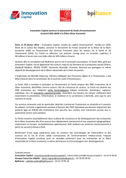 Innovation Capital annonce le lancement du fonds d