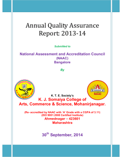 Annual Quality Assurance Report: 2013-14