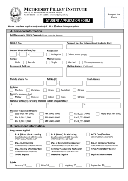 Application Form - Methodist Pilley Institute, Sibu Sarawak