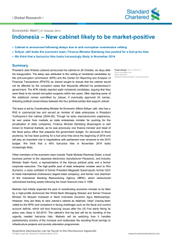Indonesia &ndash; New cabinet likely to be market-positive